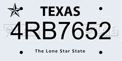 4RB7652 Texas License Plate