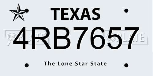 4RB7657 Texas License Plate