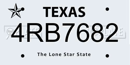 4RB7682 Texas License Plate