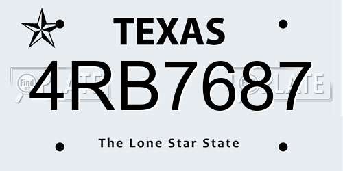 4RB7687 Texas License Plate