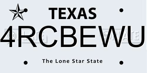 4RCBEWU Texas License Plate