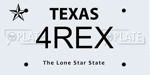 4REX Texas License Plate