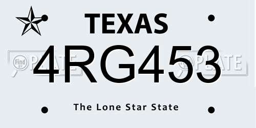 4RG453 Texas License Plate