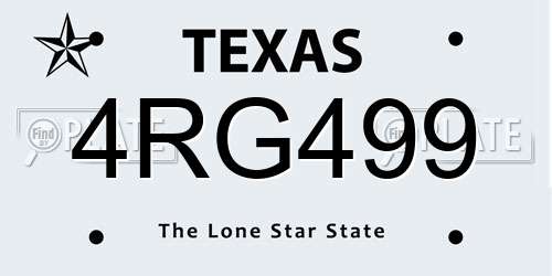 4RG499 Texas License Plate