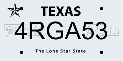 4RGA53 Texas License Plate