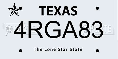 4RGA83 Texas License Plate