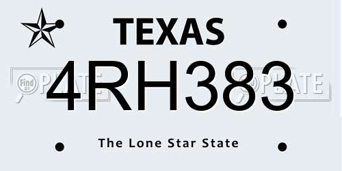 4RH383 Texas License Plate