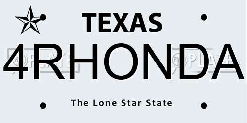4RHONDA Texas License Plate