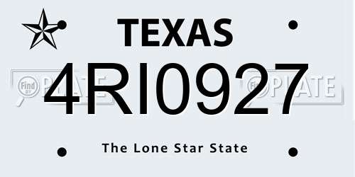 4RI0927 Texas License Plate