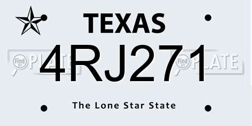 4RJ271 Texas License Plate