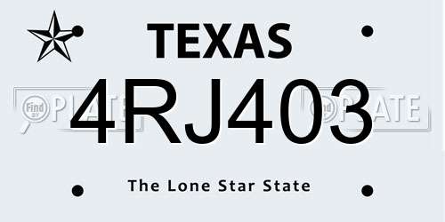 4RJ403 Texas License Plate