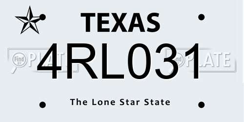 4RL031 Texas License Plate