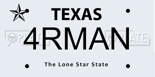 4RMAN Texas License Plate