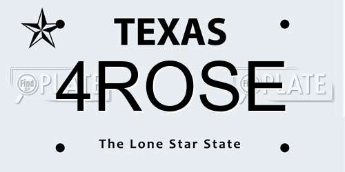 4ROSE Texas License Plate