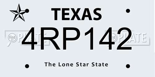 4RP142 Texas License Plate