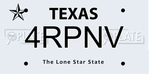 4RPNV Texas License Plate
