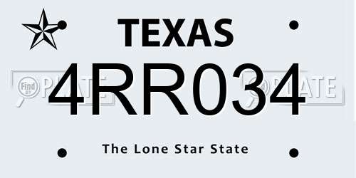 4RR034 Texas License Plate