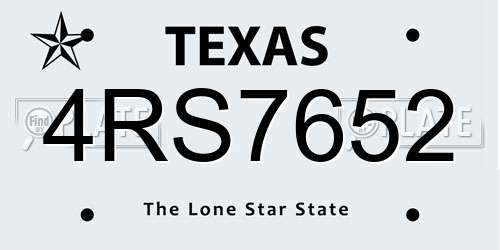4RS7652 Texas License Plate