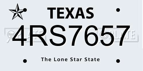 4RS7657 Texas License Plate