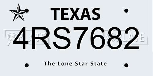 4RS7682 Texas License Plate