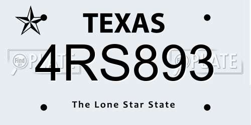 4RS893 Texas License Plate