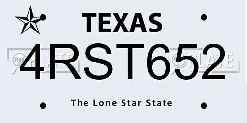 4RST652 Texas License Plate