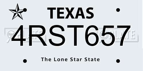 4RST657 Texas License Plate