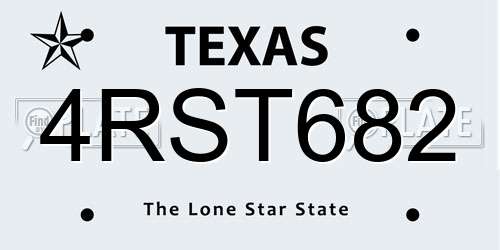 4RST682 Texas License Plate