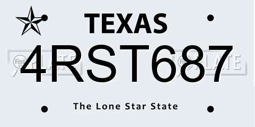 4RST687 Texas License Plate