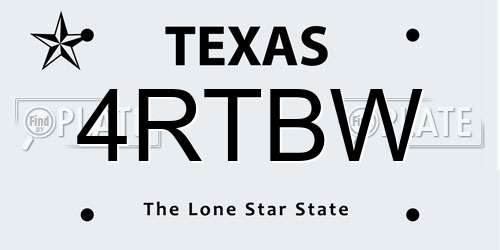 4RTBW Texas License Plate