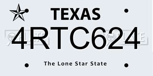 4RTC624 Texas License Plate