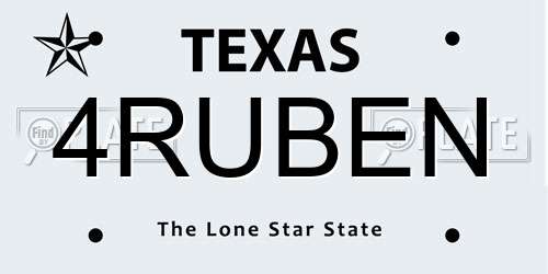 4RUBEN Texas License Plate