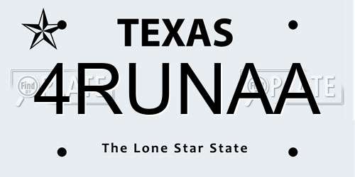 4RUNAA Texas License Plate