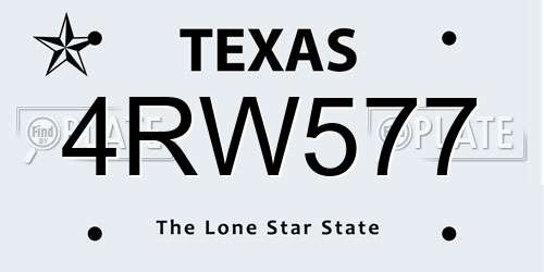4RW577 Texas License Plate