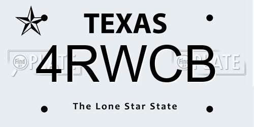 4RWCB Texas License Plate