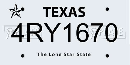 4RY1670 Texas License Plate