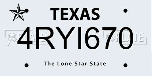 4RYI670 Texas License Plate