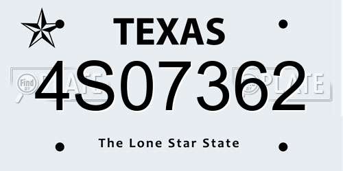 4S07362 Texas License Plate
