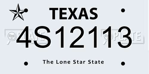 4S12113 Texas License Plate