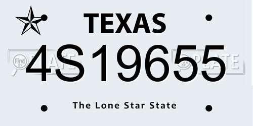 4S19655 Texas License Plate