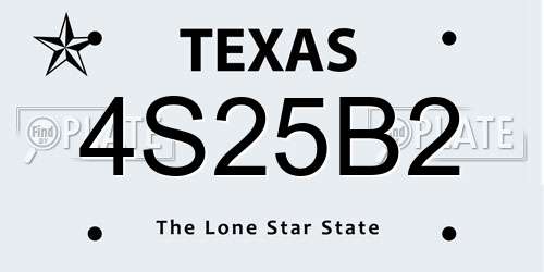 4S25B2 Texas License Plate