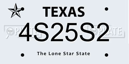 4S25S2 Texas License Plate