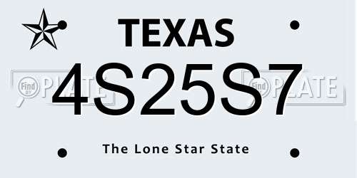 4S25S7 Texas License Plate