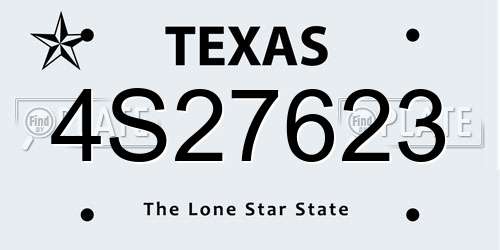 4S27623 Texas License Plate