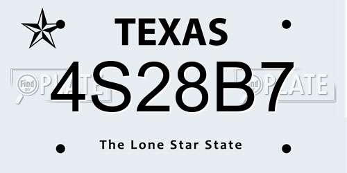 4S28B7 Texas License Plate
