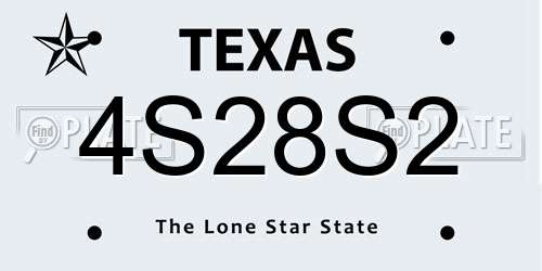 4S28S2 Texas License Plate