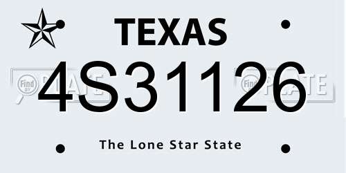 4S31126 Texas License Plate