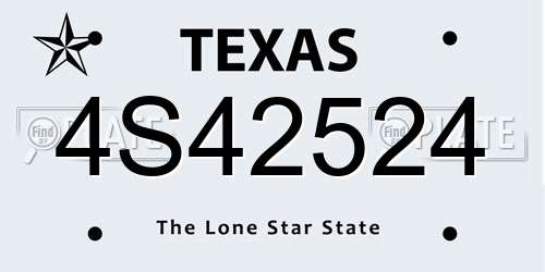 4S42524 Texas License Plate