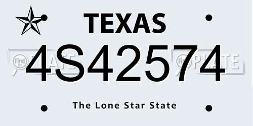 4S42574 Texas License Plate