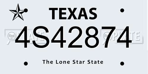 4S42874 Texas License Plate